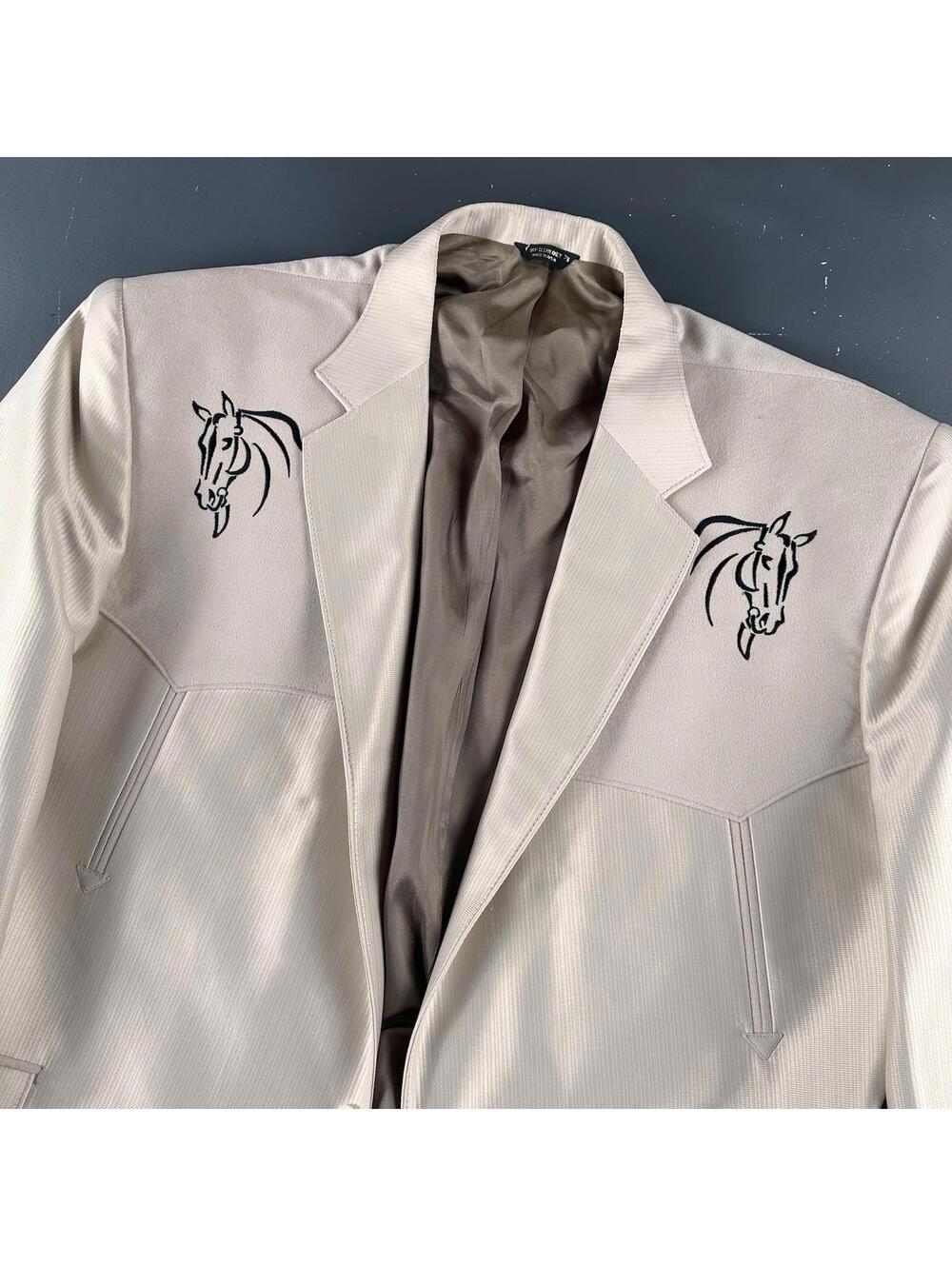 VTG Pagano West Blazer Mens 54R Creme Horse Head Swedish Warp Smiles USA NWT
